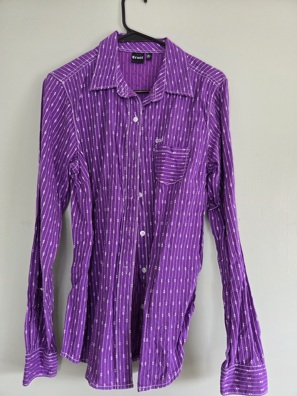 Cruel Girl Purple Striped Button-Down Shirt